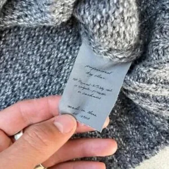 Raquel Allegra Womens Distressed Grey Merino Wool Baby Camel Blend Cardigan - Picture 3 of 7